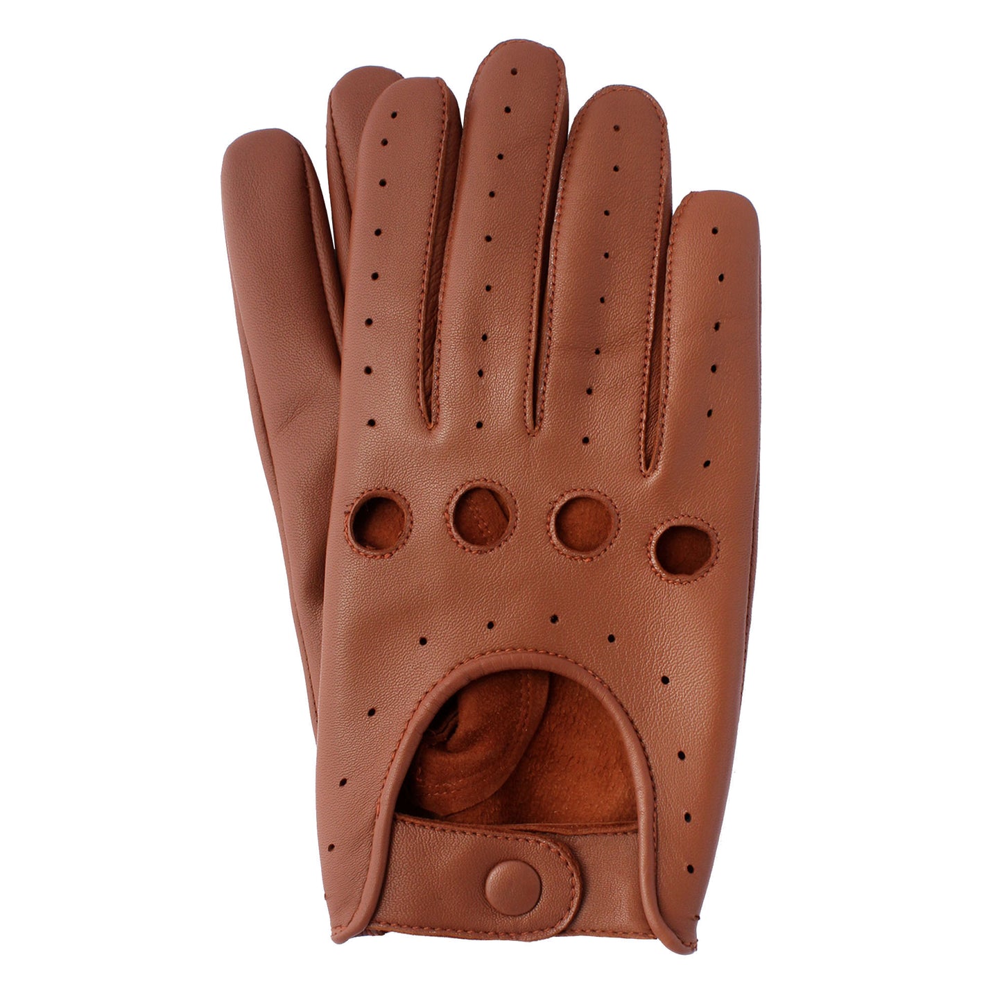 Apex Wear Leather Driving Gloves 100% Real Genuine Lambskin Knuckle Holes Tan