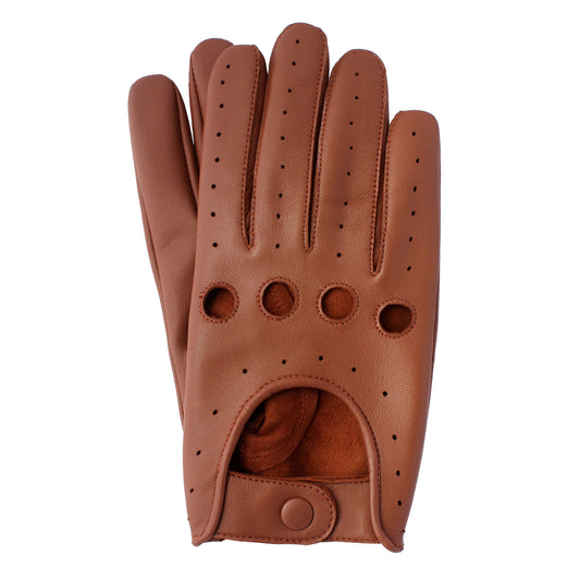 Apex Wear Leather Driving Gloves 100% Real Genuine Lambskin Knuckle Holes Tan